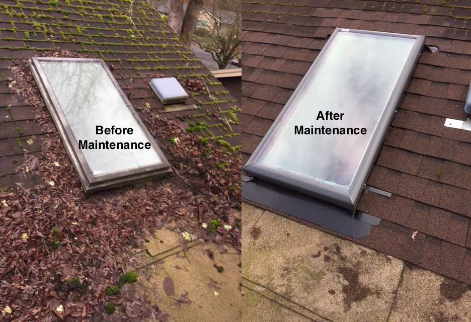 Our roofing services clean roofs as well as gutters and maintain roofs